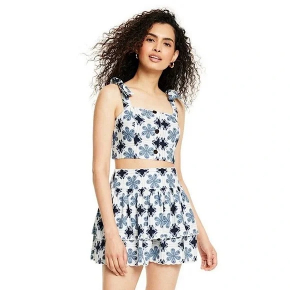Agua Bendita x Target Two Piece Set - Blue/White Floral